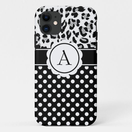 Meisjesachtige stippen en dierenprint monogram  Ca Case-Mate iPhone Case (Achterkant)