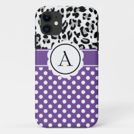Meisjesachtige stippen en dierenprint monogram  Ca Case-Mate iPhone Case