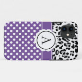 Meisjesachtige stippen en dierenprint monogram  Ca Case-Mate iPhone Case (Achterkant (horizontaal))