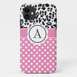 Meisjesachtige stippen en dierenprint monogram Case-Mate iPhone case