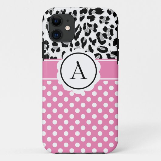 Meisjesachtige stippen en dierenprint monogram Case-Mate iPhone case (Achterkant)
