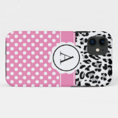 Meisjesachtige stippen en dierenprint monogram Case-Mate iPhone case (Achterkant (horizontaal))