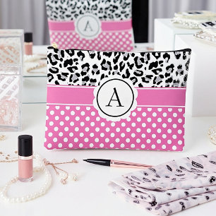 Meisjesachtige stippen en dierenprint monogram etui
