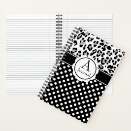 Meisjesachtige stippen en dierenprint monogram jou notitieboek