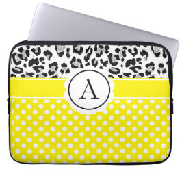 Meisjesachtige stippen en dierenprint monogram lap laptop sleeve
