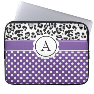 Meisjesachtige stippen en dierenprint monogram lap laptop sleeve