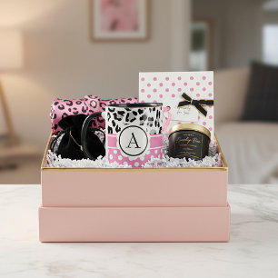 Meisjesachtige stippen en dierenprint monogram mok