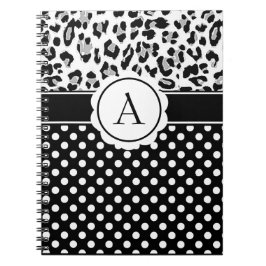 Meisjesachtige stippen en dierenprint monogram not notitieboek