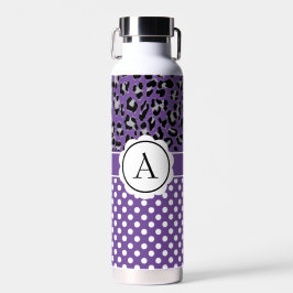 Meisjesachtige stippen en dierenprint monogram waterfles