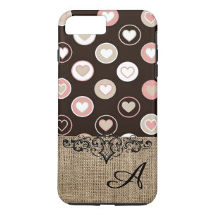 Meisjesachtige Stippen en Jute Patroon met Monogra Case-Mate iPhone Case