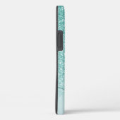 Meisjesachtige Teal Glitter Monogram Naam Case-Mate iPhone Case (Achterkant / Rechts)