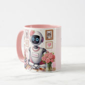 Meisjesachtige Tech AI Robot Grace Roze Glans Mok (Voorkant links)