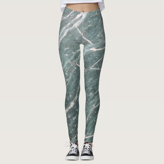 Meisjesachtige trendy groene marmer textuur leggings (Voorkant)