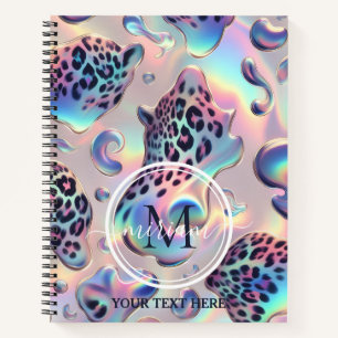 Meisjesachtige trendy opale leopard print monogram notitieboek