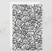Meisjesachtige vintage zwarte en witte rozen briefpapier (Voorkant / Achterkant)