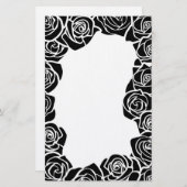 Meisjesachtige vintage zwarte rozen briefpapier (Voorkant / Achterkant)