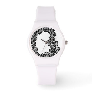 Meisjesachtige vintage zwarte rozen horloge