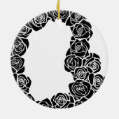 Meisjesachtige vintage zwarte rozen keramisch ornament (Achterkant)