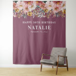 Meisjesachtige waterverf bloem 30e verjaardag roze wandkleed<br><div class="desc">Meisjesachtige waterverf bloem 30e verjaardag roze chic feest uitnodigingen. Mooie elegante moderne feestthema.</div>