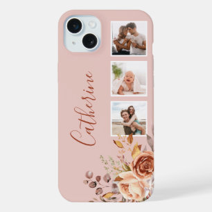 Meisjesachtige Waterverfrozen 3-Foto & Naam iPhone 15 Plus Case
