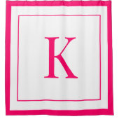 Meisjesachtige witte & fuchsia monogram initiaal douchegordijn (Voorkant)