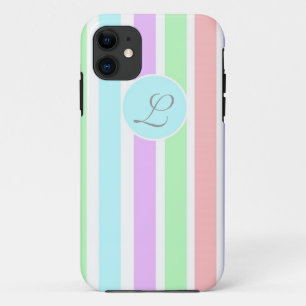 Meisjesachtige zachte pastelkleuren stroken, monog Case-Mate iPhone case
