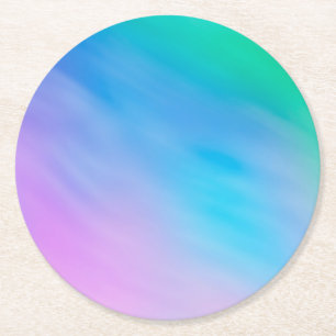 Meisjesachtige zachte regenboogkleurige lucht ronde kartonnen onderzetter