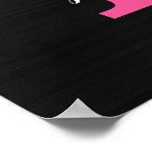 Meisjesachtige Zwarte Monogram Naam met Roze Glitt Poster (Hoek)