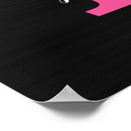 Meisjesachtige Zwarte Monogram Naam met Roze Glitt Poster (Hoek)