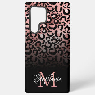 Meisjesachtige zwarte roze gouden luipaard ombre m samsung galaxy hoesje