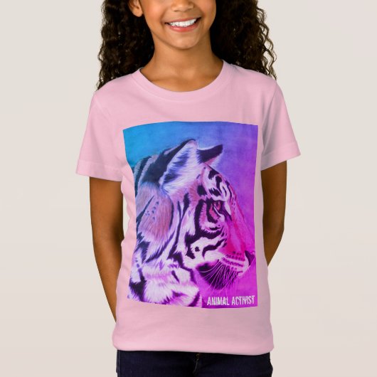Meisjesactivist Roze Tiger T-shirt (Voorkant)