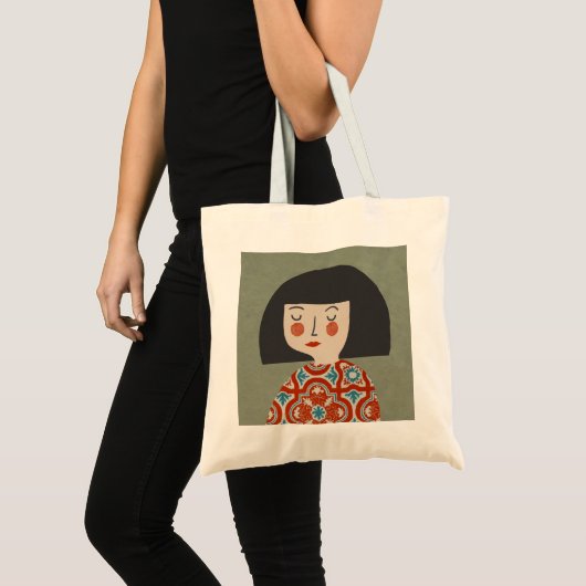 Meisjesafbeelding schattig tote bag (Voorkant (product))