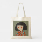Meisjesafbeelding schattig tote bag (Achterkant)