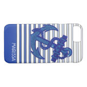 Meisjesanker Nautical Sailing Boat Ombre Stripes Case-Mate iPhone Case (Achterkant (Horizontaal))