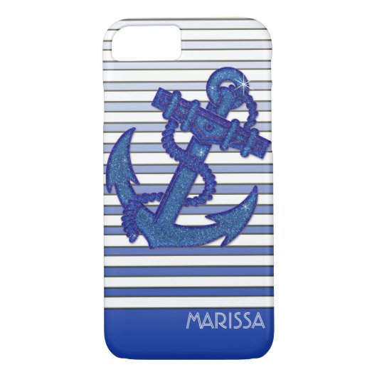 Meisjesanker Nautical Sailing Boat Ombre Stripes Case-Mate iPhone Case (Achterkant)