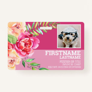 Meisjesarbeider Foto ID roze Badge