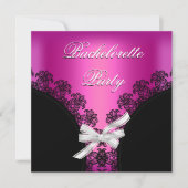 Meisjesavond Heet roze Zwarte Kant Kaart (Voorkant)