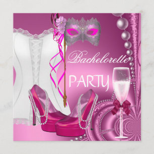 Meisjesavond korset roze schoenen masker kaart