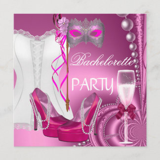 Meisjesavond korset roze schoenen masker kaart