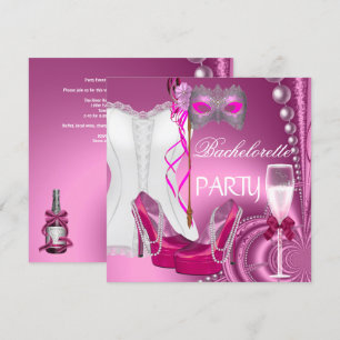 Meisjesavond korset roze schoenen masker kaart
