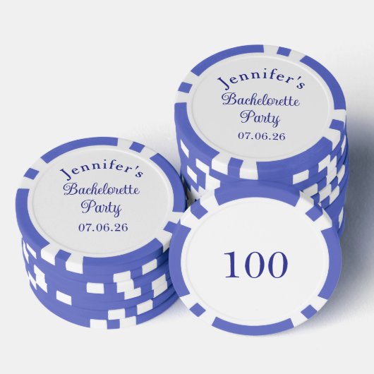 Meisjesavond Retro Modern Blauw Klasse Script Poker Chips (Opstapeling)