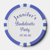 Meisjesavond Retro Modern Blauw Klasse Script Poker Chips (Voorkant)