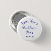 Meisjesavond Retro Modern Blauw Klasse Script Ronde Button 3,2 Cm (Voorkant /achterkant)