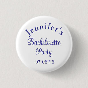 Meisjesavond Retro Modern Blauw Klasse Script Ronde Button 3,2 Cm