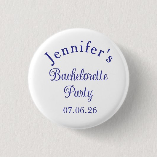 Meisjesavond Retro Modern Blauw Klasse Script Ronde Button 3,2 Cm (Voorkant)