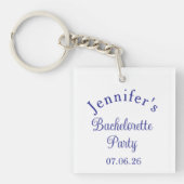 Meisjesavond Retro Modern Blauw Klasse Script Sleutelhanger (voorkant)