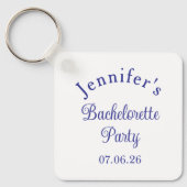 Meisjesavond Retro Modern Blauw Klasse Script Sleutelhanger (Voorkant)