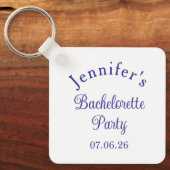 Meisjesavond Retro Modern Blauw Klasse Script Sleutelhanger (Voorkant)
