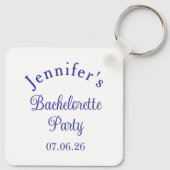 Meisjesavond Retro Modern Blauw Klasse Script Sleutelhanger (Achterkant)