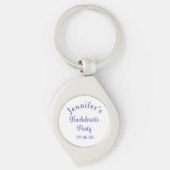 Meisjesavond Retro Modern Blauw Klasse Script Sleutelhanger (Voorkant)